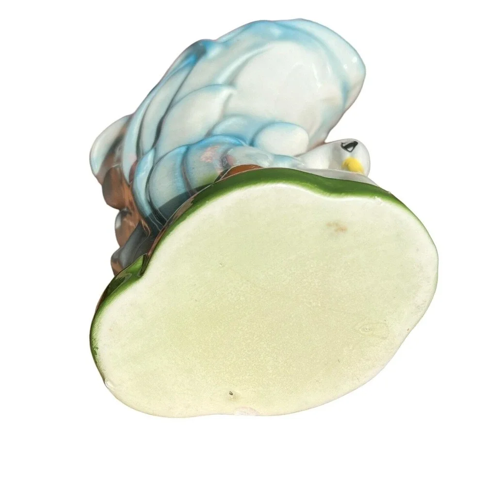 Vtg Swan Ceramic Vase Planter Blue Green‎ White MCM Unsigned McCoy Pottery Retro